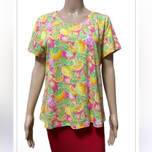 NWT Sleep Sense Size S Pajama Top Shirt Lemon Print Cotton Spandex Blend